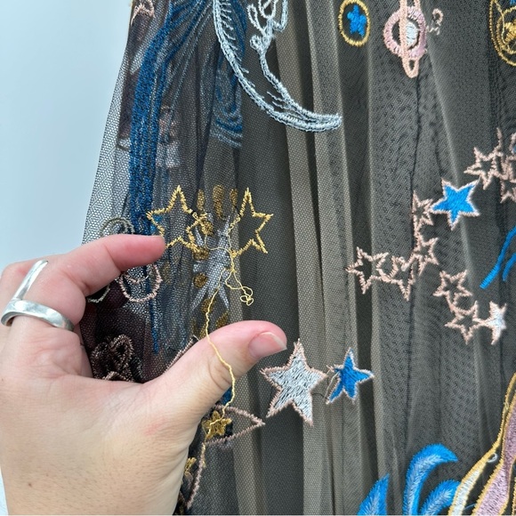 Anthropologie Geisha Designs Icon Tulle Skirt Celestial Symbols Moon Star Size S - Picture 4 of 7